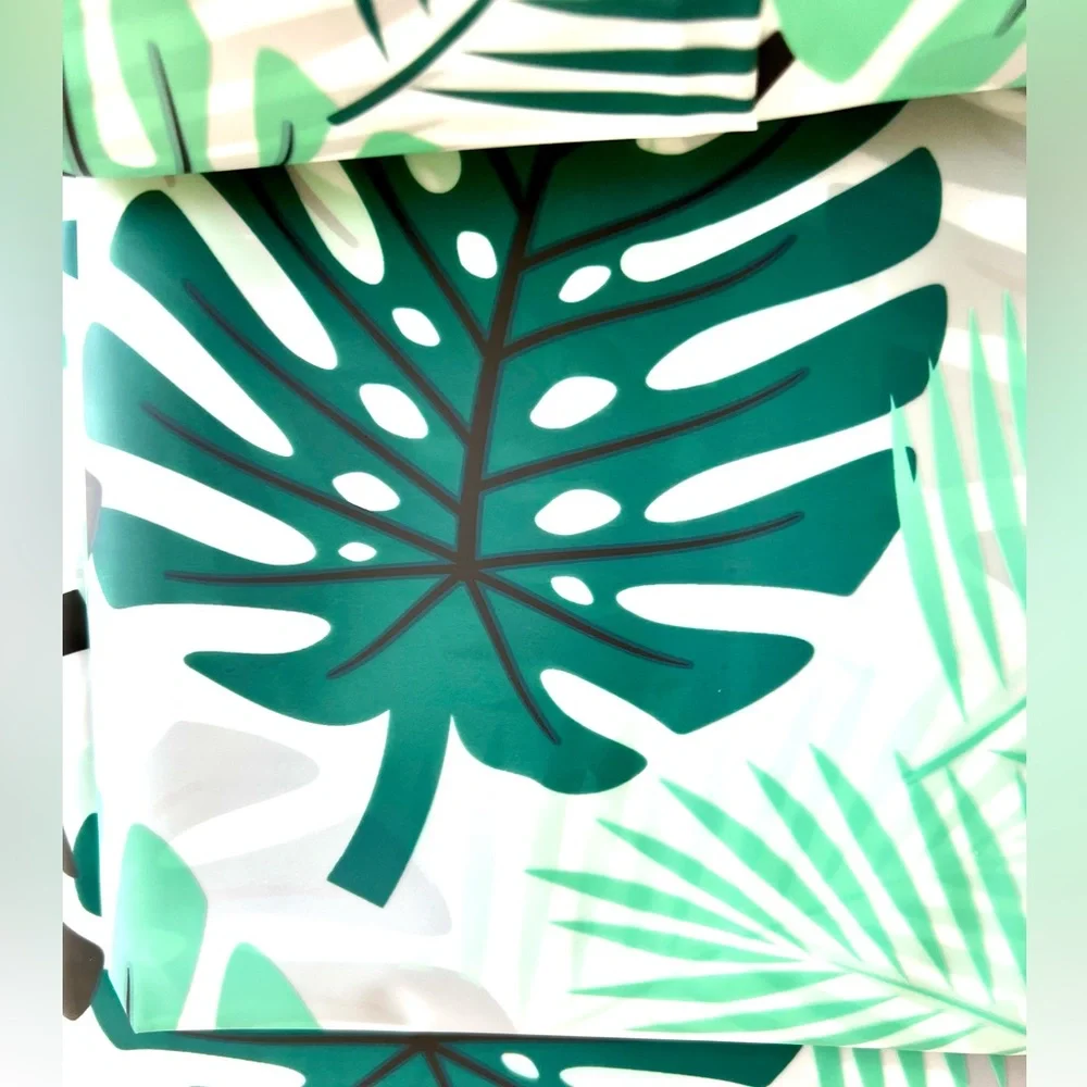 Large Tropical Green Leaves Peva Shower Curtain with Metal Grommets Monstera
